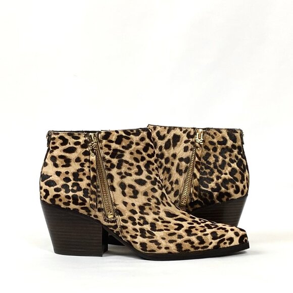 New Sam Edelman Walden Genuine Calf Hair Leopard Print Ankle Bootie 8 1/2 - Picture 4 of 9